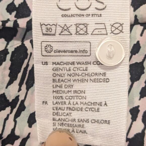 COS Abstract Hidden Button Down 3/4 Sleeve Blouse 941170 - Picture 2 of 6